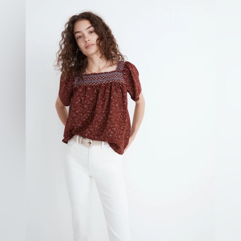 Madewell Floral Embroidery Top